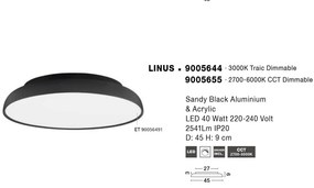 Plafoniera LED dimabila design circular LINUS D-45cm