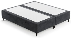 Pat matrimonial gri antracit tapițat cu spațiu de depozitare 200x200 cm Tate – Maison de Rêve