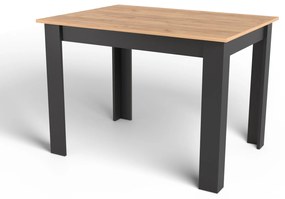 OFERTA Masa de sufragerie neagra cu blat in decor din stejar craft auriu MADO 120x80 II. calitate