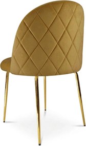 Scaun bucatarie INCA VELVET din catifea cu picioare aurii, mustar