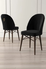 Set 4 scaune haaus Ritim, Negru/Maro, textil, picioare metalice