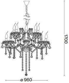 Lustră de cristal pe cablu Ideal Lux NAPOLEON 18×E14/40W/230V