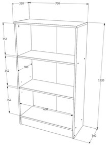 Biblioteca haaus Flint, 2 Polite, Stejar Sonoma, 70 x 32 x 122 cm