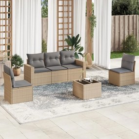 vidaXL Set canapele de grădină cu perne, 6 piese, bej, poliratan