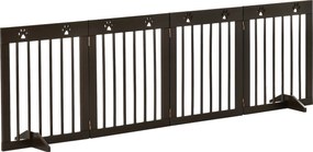 PawHut Poartă Independenta Lemn Balamale Picioare Detasabile Labe Sculptate, 204x30x61cm, Maro Cafeniu | Aosom Romania