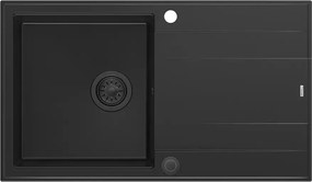 Chiuveta compozit incastrata Quadron Unique Evan 111 negru carbon 86x50 cm