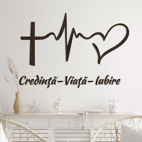 DUBLEZ | Decorațiune din lemn pentru perete - Credință, Viață, Iubire