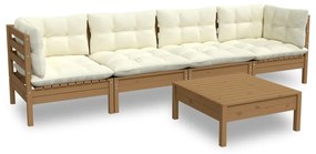 3096157 vidaXL Set mobilier de grădină cu perne, 5 piese, lemn masiv de pin
