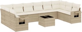 vidaXL Set canapele de grădină cu perne, 11 piese, bej, poliratan