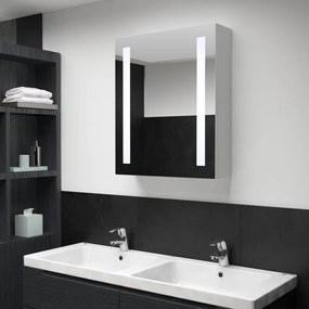 Dulap de baie cu oglinda si LED-uri, 50 x 13 x 70 cm alb si argintiu, 50 x 13 x 70 cm