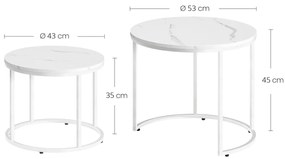 Set de mese de cafea MARLON 2 buc, decor marmura alba