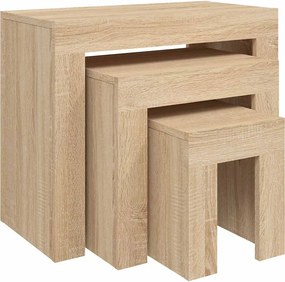 vidaXL Mese suprapuse de cafea, 3 buc, stejar sonoma, lemn prelucrat