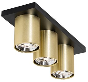 Plafoniera moderna cu spoturi neagra cu auriu cu 3 lumini - Tubo