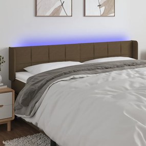 3123245 vidaXL Tăblie de pat cu LED, maro închis, 163x16x78/88 cm, textil