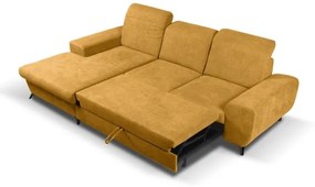 Colțar extensibil tapițat ALTA, cu spațiu de depozitare, configurație în L, stânga, galben