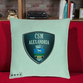 Perna Personalizata CSM Alexandria Fotbal, 40x40 cm, Verde Menta, Husa Detasabila, Perna Inclusa, BEKZ®