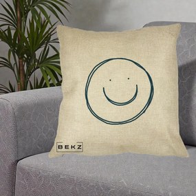 Perna Decorativa Smile Desen Minimalist, 40x40 cm, Crem, Husa Detasabila, Perna Inclusa, BEKZ®