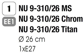 Plafoniera diametru 26cm, Rima chrome NU 9-310/26 chrom OR