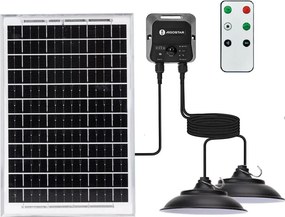 Aigostar - Lustră solară LED cu senzor, 2xLED/35W/12V baterie 6000mAh, 6500K (alb rece), diam.15cm + telecomandă