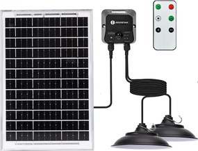 Aigostar - Lustră solară LED cu senzor, 2xLED/35W/12V baterie 6000mAh, 6500K (alb rece), diam.15cm + telecomandă