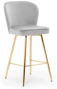 Scaun de bar Aine gri picioare gold - H60 cm