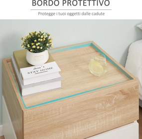 HOMCOM Bedside Table with 2 Stackable Drawers, Modern Nightstand, End Table for Bedroom, Living Room, Nature Wood and White | Aosom Romania