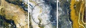 Tablou - Abstract auriu (cu ceas) (90x30 cm)
