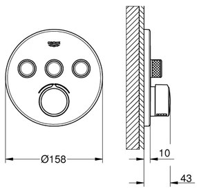 Baterie GROHE SMARTCONTROL 29146000, crom lucios