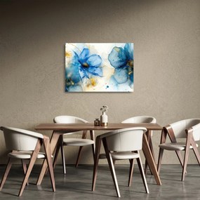 Tablou pe sticlă - Floral, pictură cu cerneală (70x50 cm)
