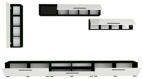 Living haaus Haga V20, Alb Lucios/Negru, MDF, L 360 cm