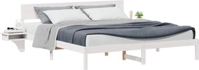 vidaXL Cadru de pat cu headboard Alb 200 x 200 cm Lemn de pin masiv