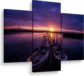 Tablou cu barci pescărești în port (90x60 cm)