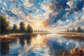 Tablou - Pictură cu soarele deasupra apei (90x60 cm)