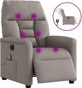 vidaXL Fotoliu electric de masaj rabatabil, gri taupe, textil