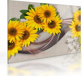 Tablou pe sticlă - Flori strălucitoare de floare soarelui (70x50 cm)