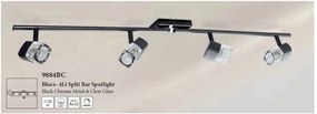 Plafoniera crom negru cu 4 spoturi sticla Blocs