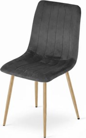 Scaun din catifea Lava grafit gri inchis