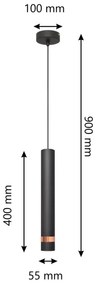 Lustră LED pe cablu TUBA 1xGU10/4,8W/230V neagră/cupru