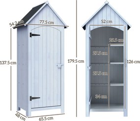 Outsunny Magazie de Scule de Gradina din Lemn Impermeabila cu Usi si Rafturi, 77.5x54.2x179.5 cm | Aosom Romania