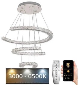 Lustră LED dimabilă pe cablu LED/100W/230V 3000-6500K argintiu + telecomandă