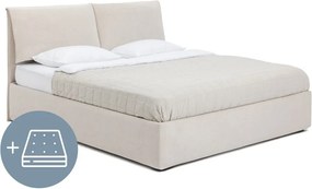 Pat dublu tapițat bej cu spațiu de depozitare cu saltea/ somieră 180x200 cm Thessa Pillow - Bonami Selection