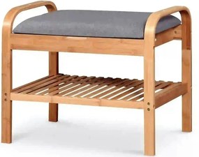 Pantofar ST12, gri/stejar natural, stofa/lemn, 60x33x50 cm