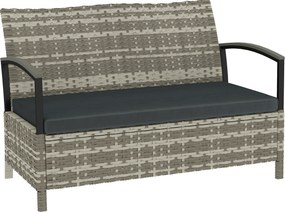 Outsunny Bancă cu depozitare 2 locuri bancă cu perne și mânere 125 L Poly Rattan 123 x 70 x 82 cm Gri închis | Aosom Romania