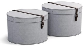 Cutii de depozitare gri-deschis 2 buc. din carton cu capac ø 37,5x25,5 cm Rut Canvas Paper Laminate – Bigso