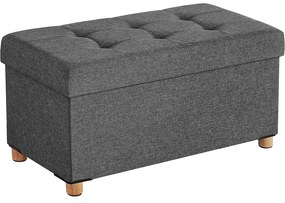 Pouf, bancă pliabilă cu depozitare și capac, 76 x 38 x 40 cm | SONGMICS