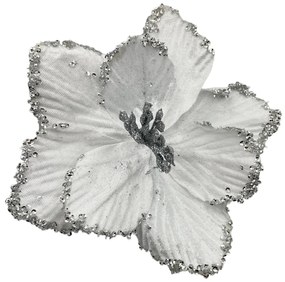 Ornament brad Craciunita Charm 25cm, Alb Argintiu