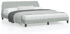 Cadru de pat cu tăblie, gri deschis, 180x200 cm, catifea