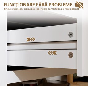 HOMCOM Comodă cu 3 Sertare și Mânere din Piele Ecologică Albă | Aosom Romania