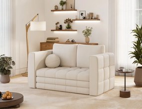 Canapea Kastol , alb chenille extensibil, 137x71x74 cm – Soreli 01