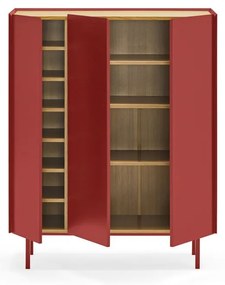 Comodă roșie înaltă cu aspect de lemn de stejar 95x120 cm Arista – Teulat